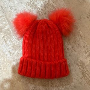 Cozy Red Knit Pom-Pom Beanie for Kids
